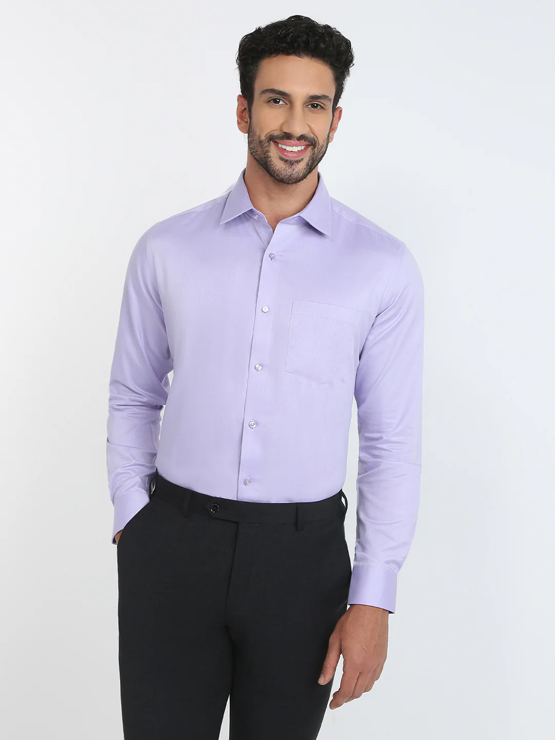Raymond Men Purple Structure Contemporary Fit Cotton Formal Shirt