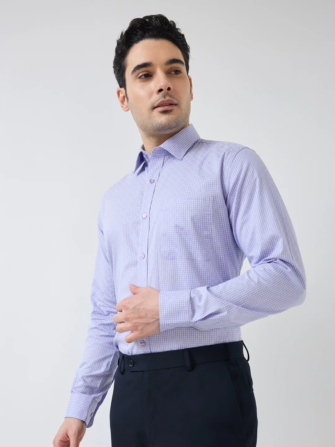 Raymond Men Purple Structure Regular Fit Cotton Formal Shirt - Image 3