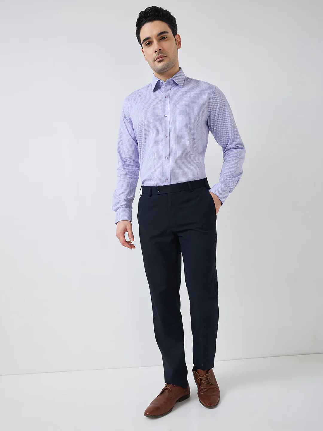 Raymond Men Purple Structure Regular Fit Cotton Formal Shirt - Image 5