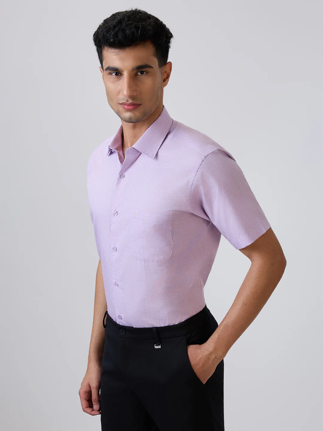 Raymond Men Purple Structure Regular Fit Cotton Formal Shirt - Image 4