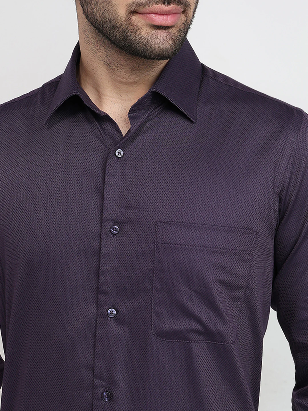 Raymond Men Purple Structure Regular Fit Cotton Full Sleeve Formal Shirt - Image 5