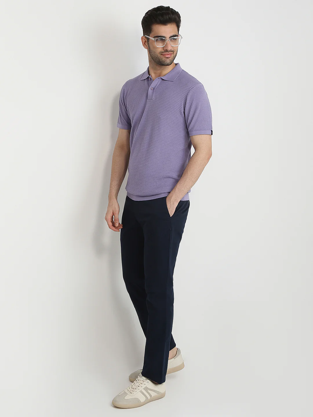 Raymond Men Purple Structure Regular Fit Cotton T-Shirt - Image 5
