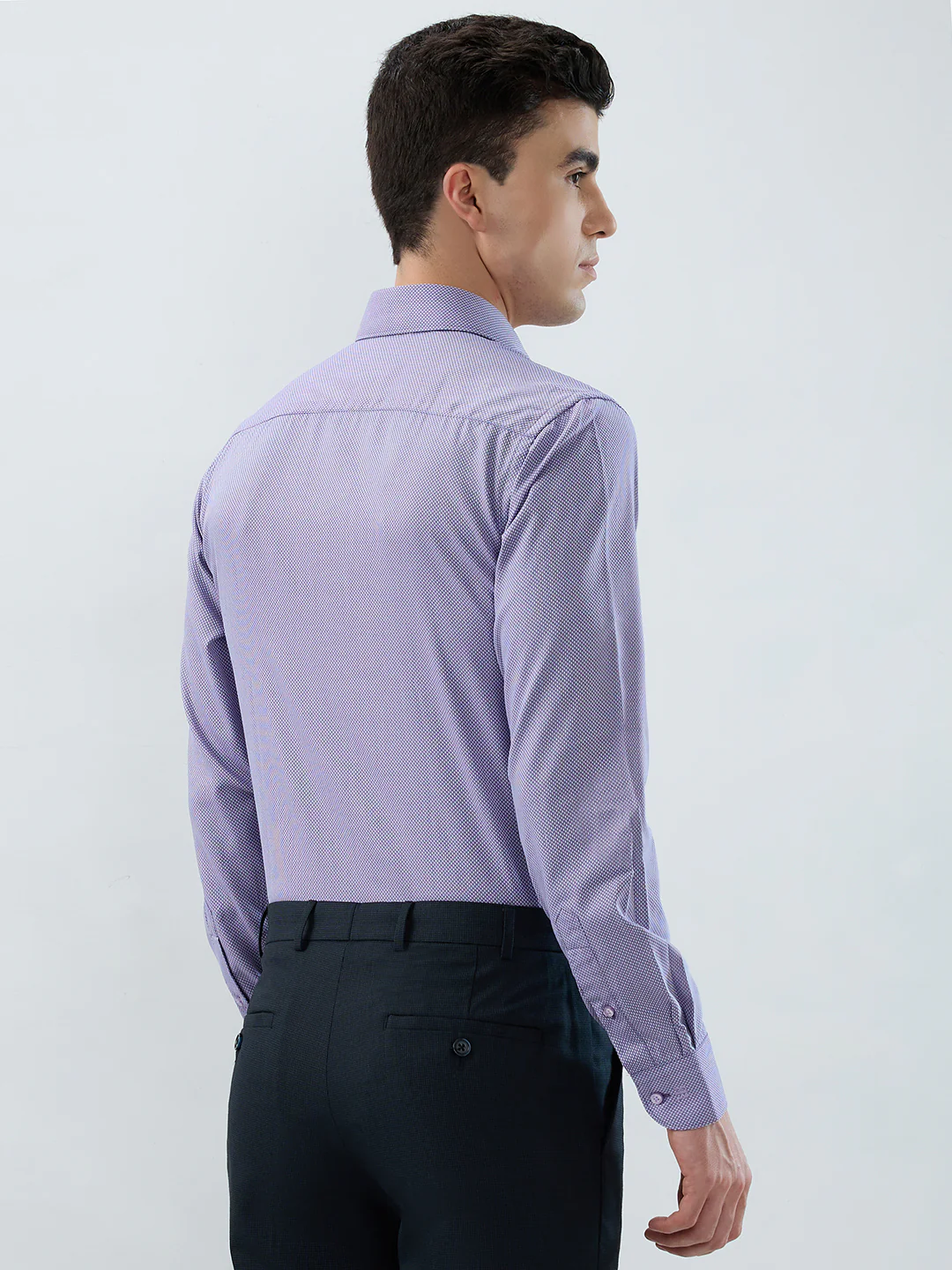 Raymond Men Purple Structure Slim Fit Cotton Blend Shirt - Image 4
