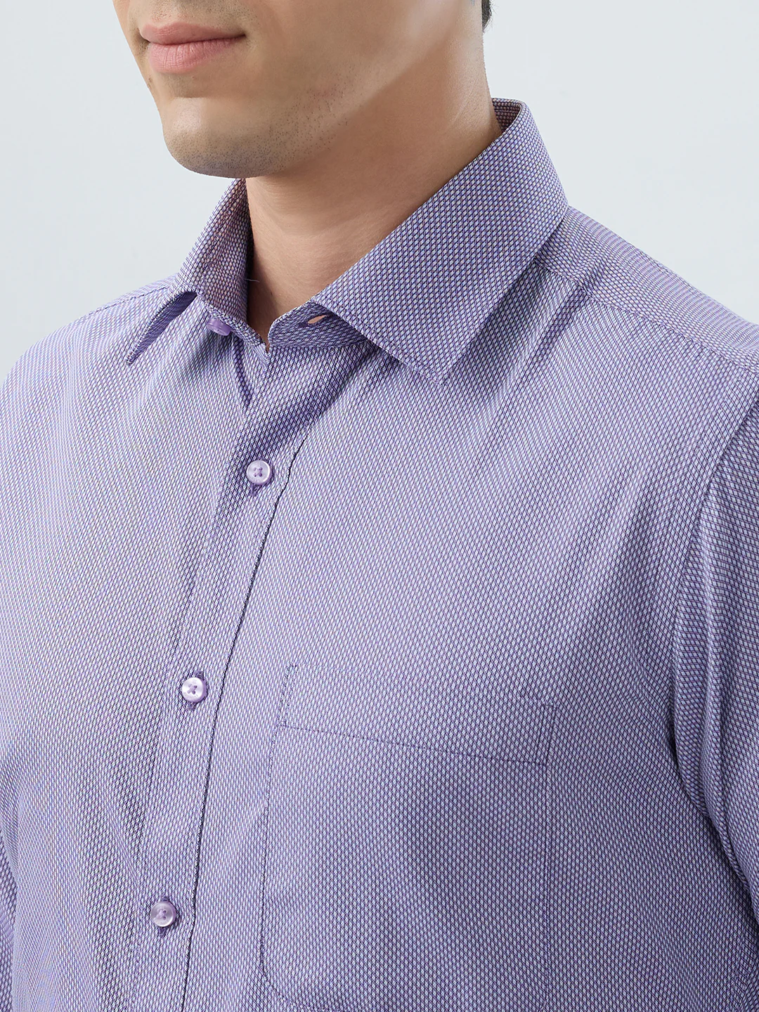 Raymond Men Purple Structure Slim Fit Cotton Blend Shirt - Image 6