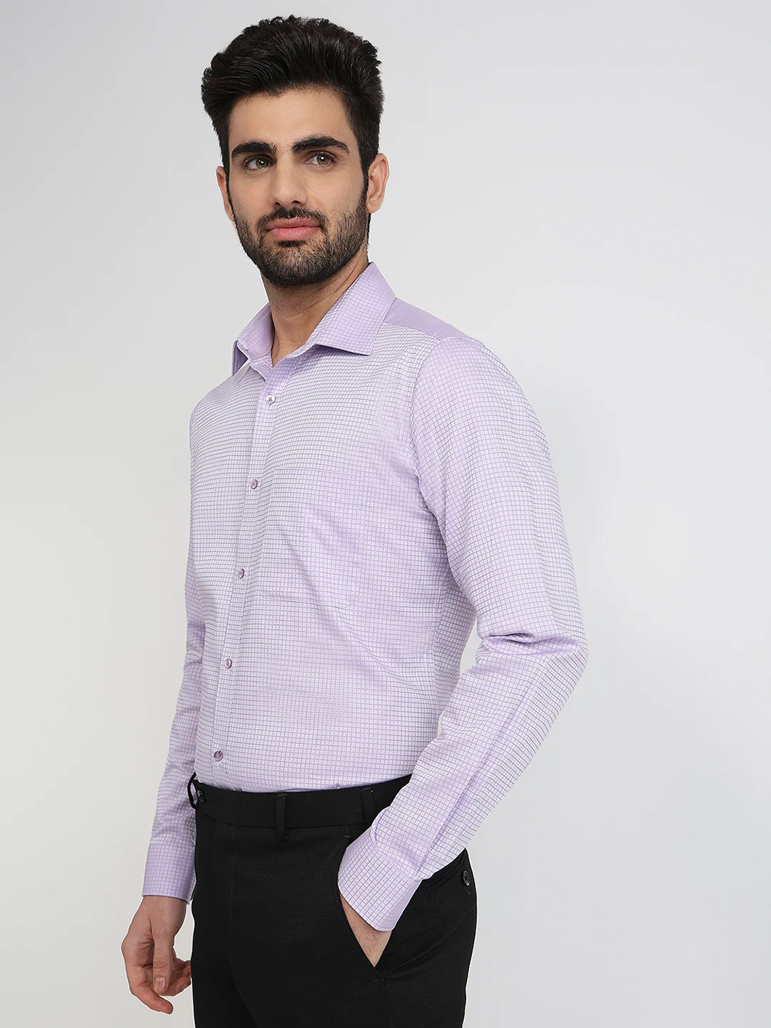 Raymond Men Purple Structure Slim Fit Cotton Formal Shirt - Image 2