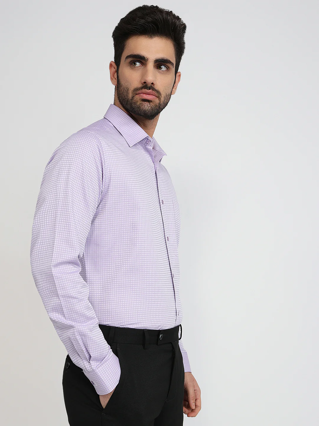 Raymond Men Purple Structure Slim Fit Cotton Formal Shirt - Image 3