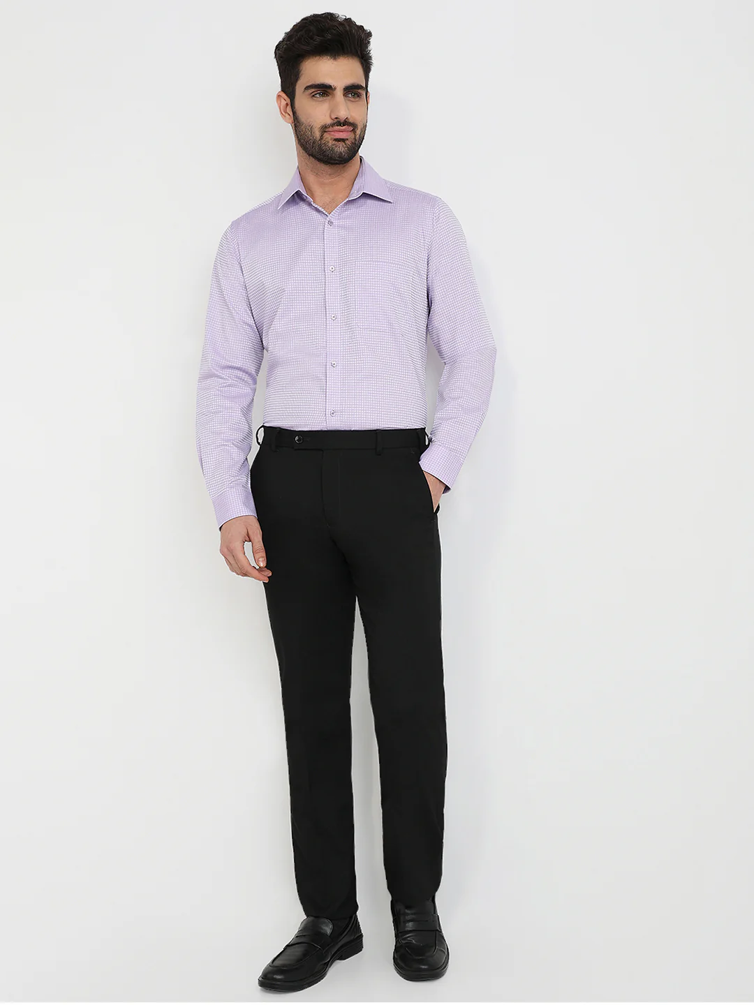 Raymond Men Purple Structure Slim Fit Cotton Formal Shirt - Image 5