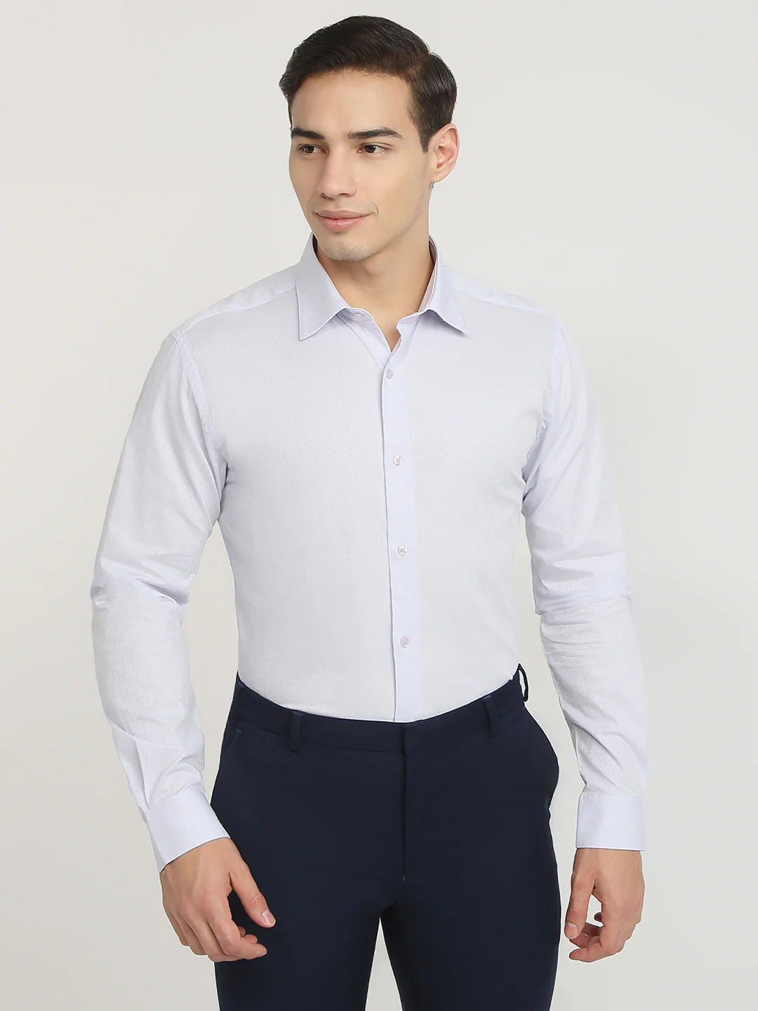 Raymond Men Purple Structure Slim Fit Cotton Formal Shirt