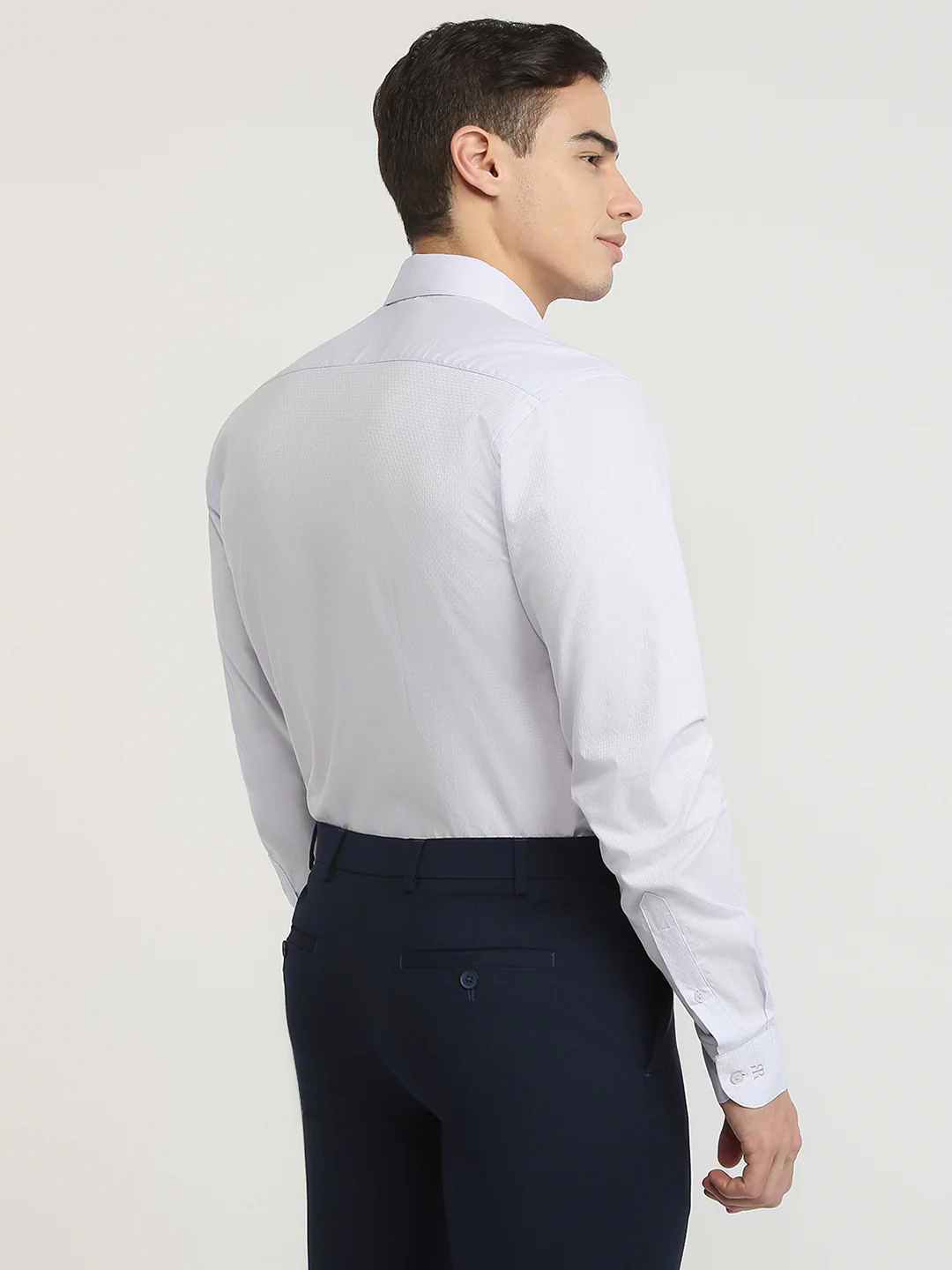 Raymond Men Purple Structure Slim Fit Cotton Formal Shirt - Image 4