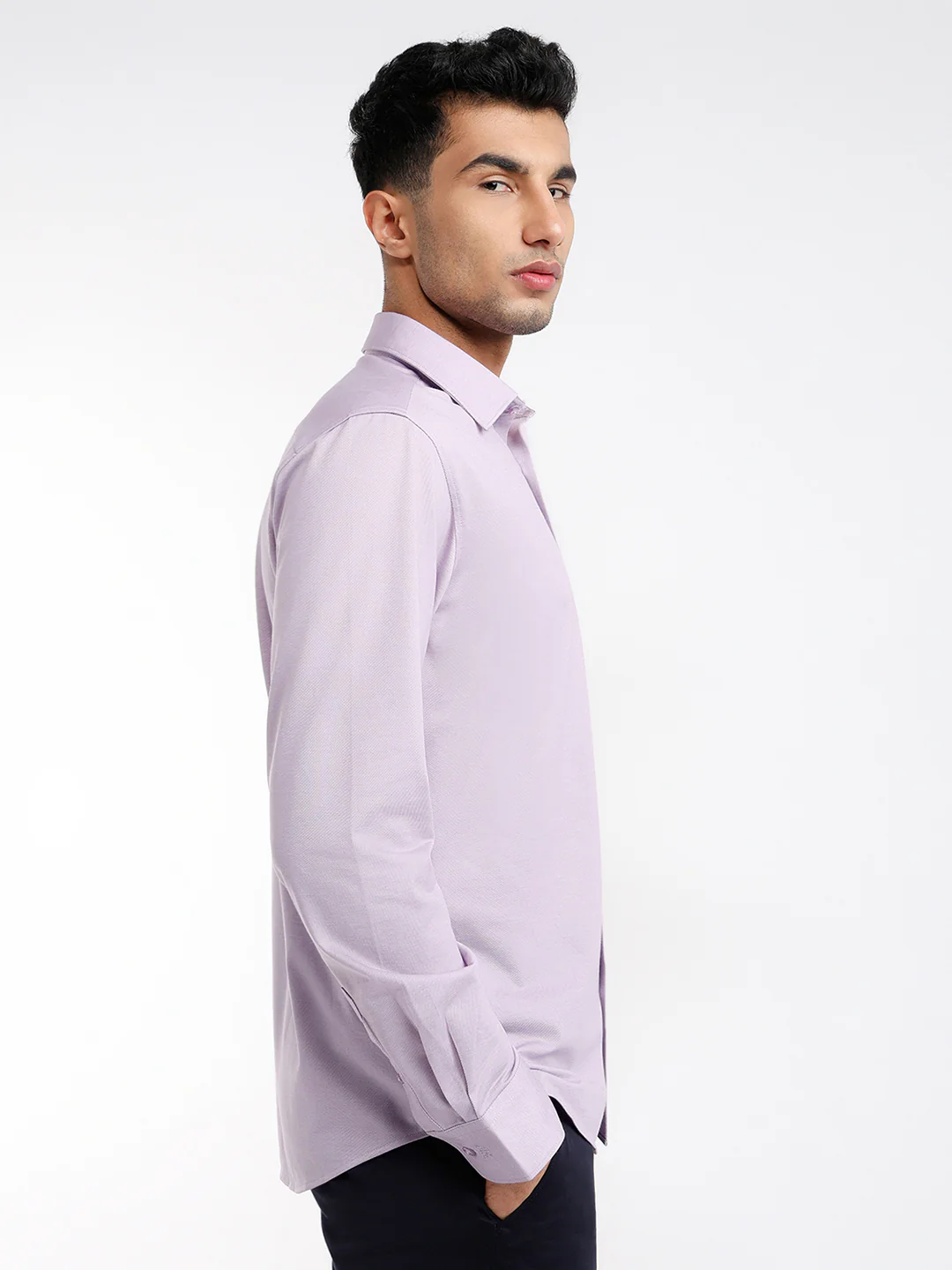 Raymond Men Purple Structure Slim Fit Cotton Formal Shirt - Image 2
