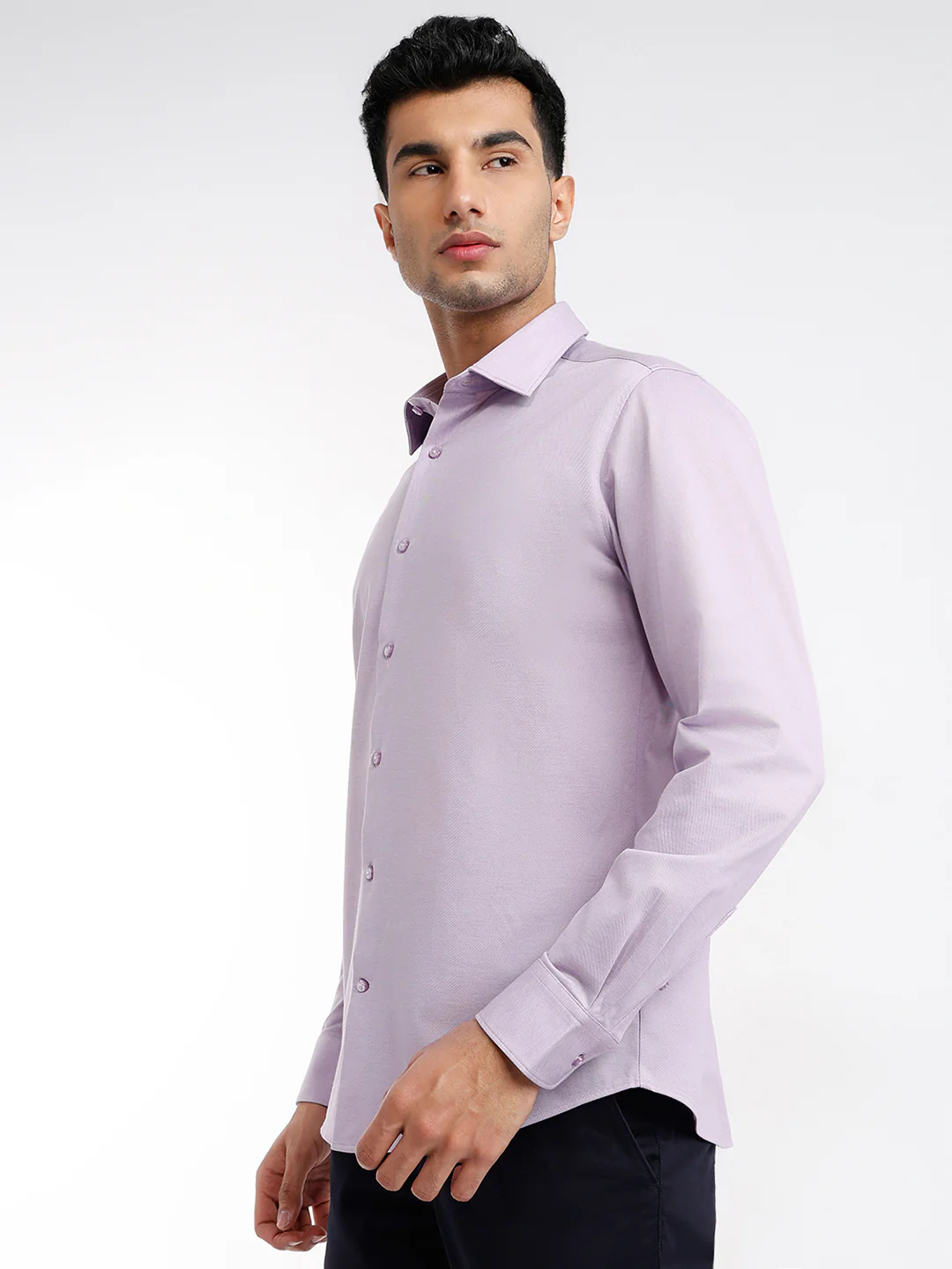 Raymond Men Purple Structure Slim Fit Cotton Formal Shirt - Image 3