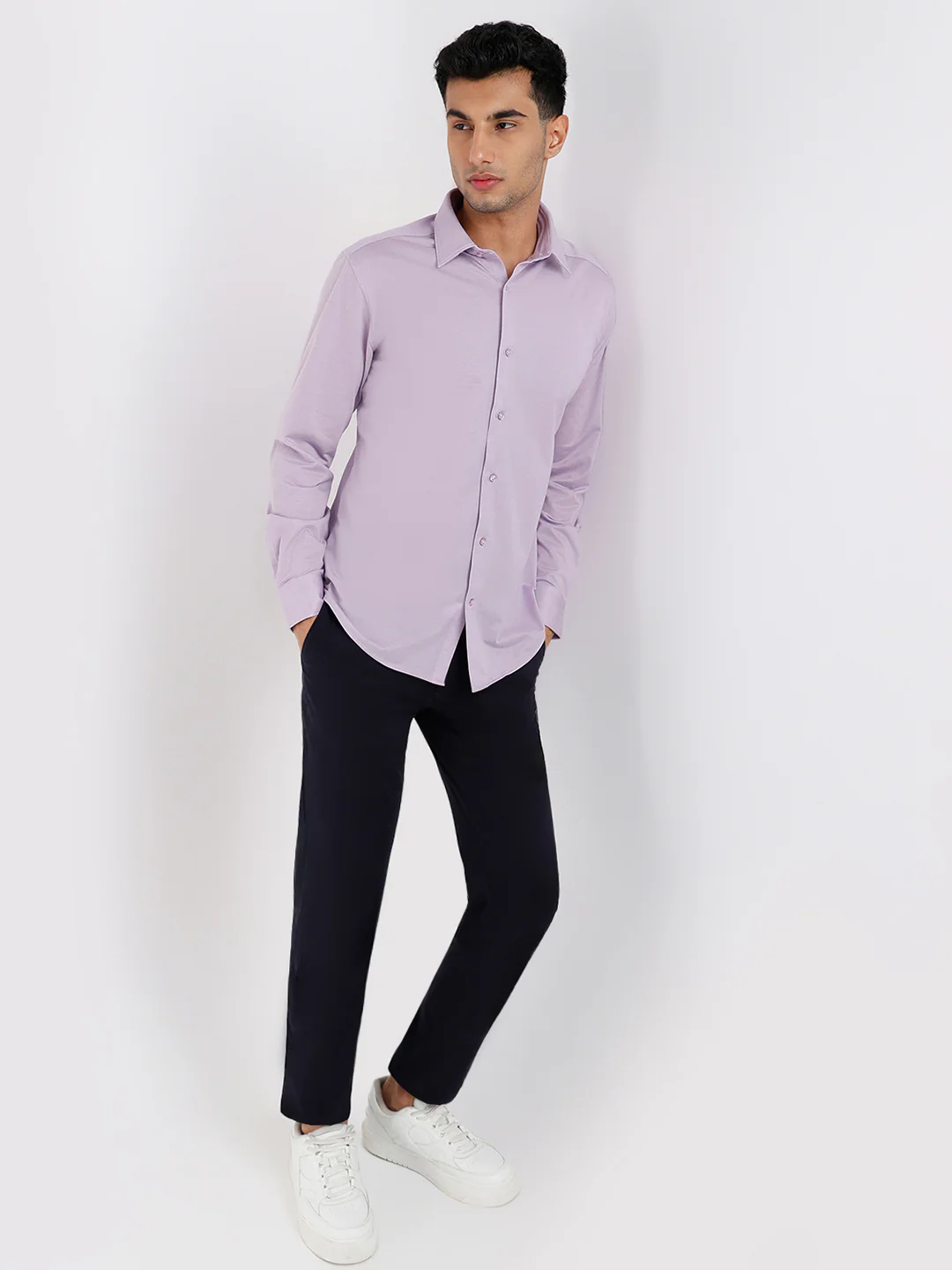 Raymond Men Purple Structure Slim Fit Cotton Formal Shirt - Image 5
