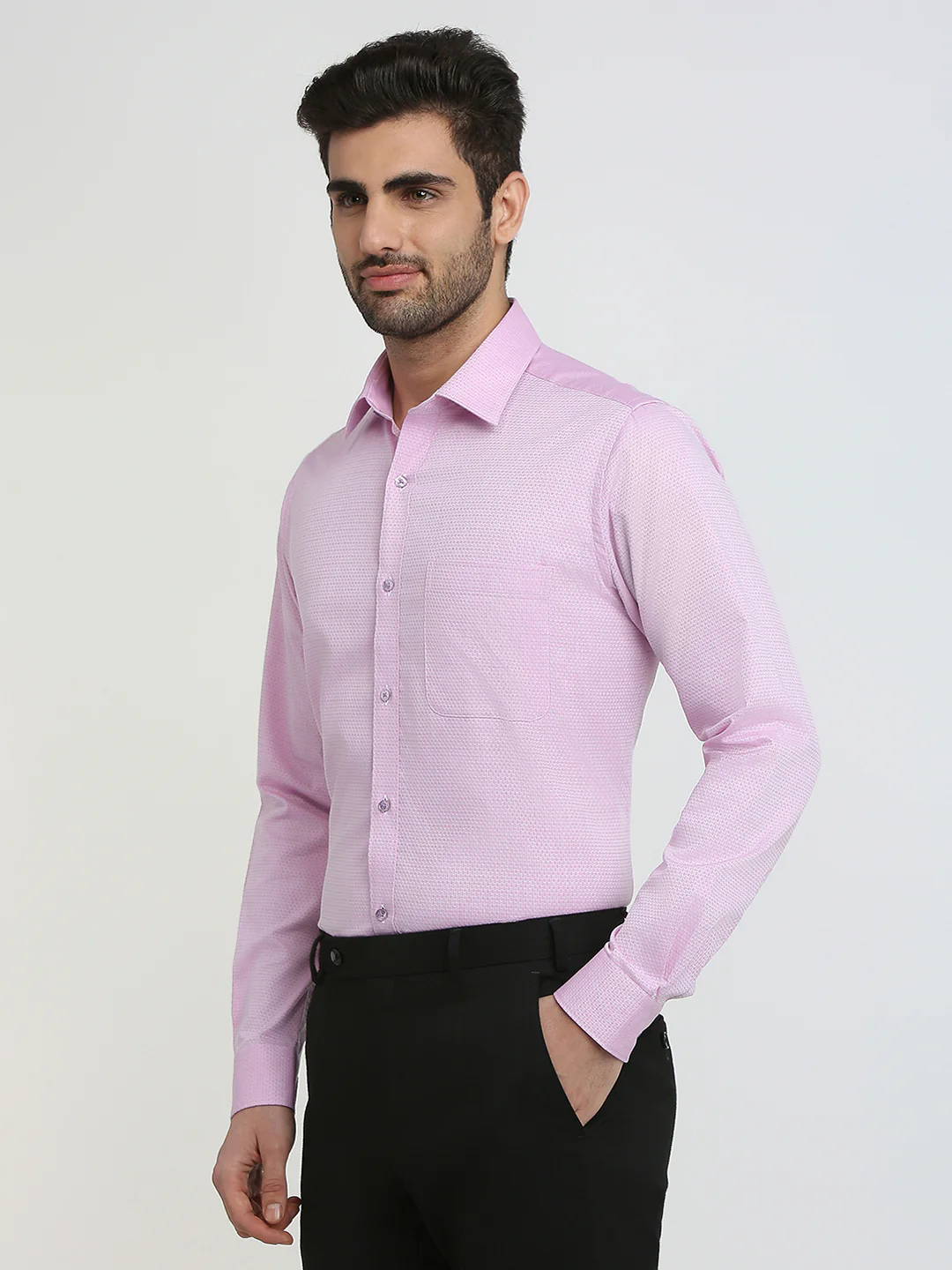 Raymond Men Purple Structure Slim Fit Cotton Formal Shirt - Image 2