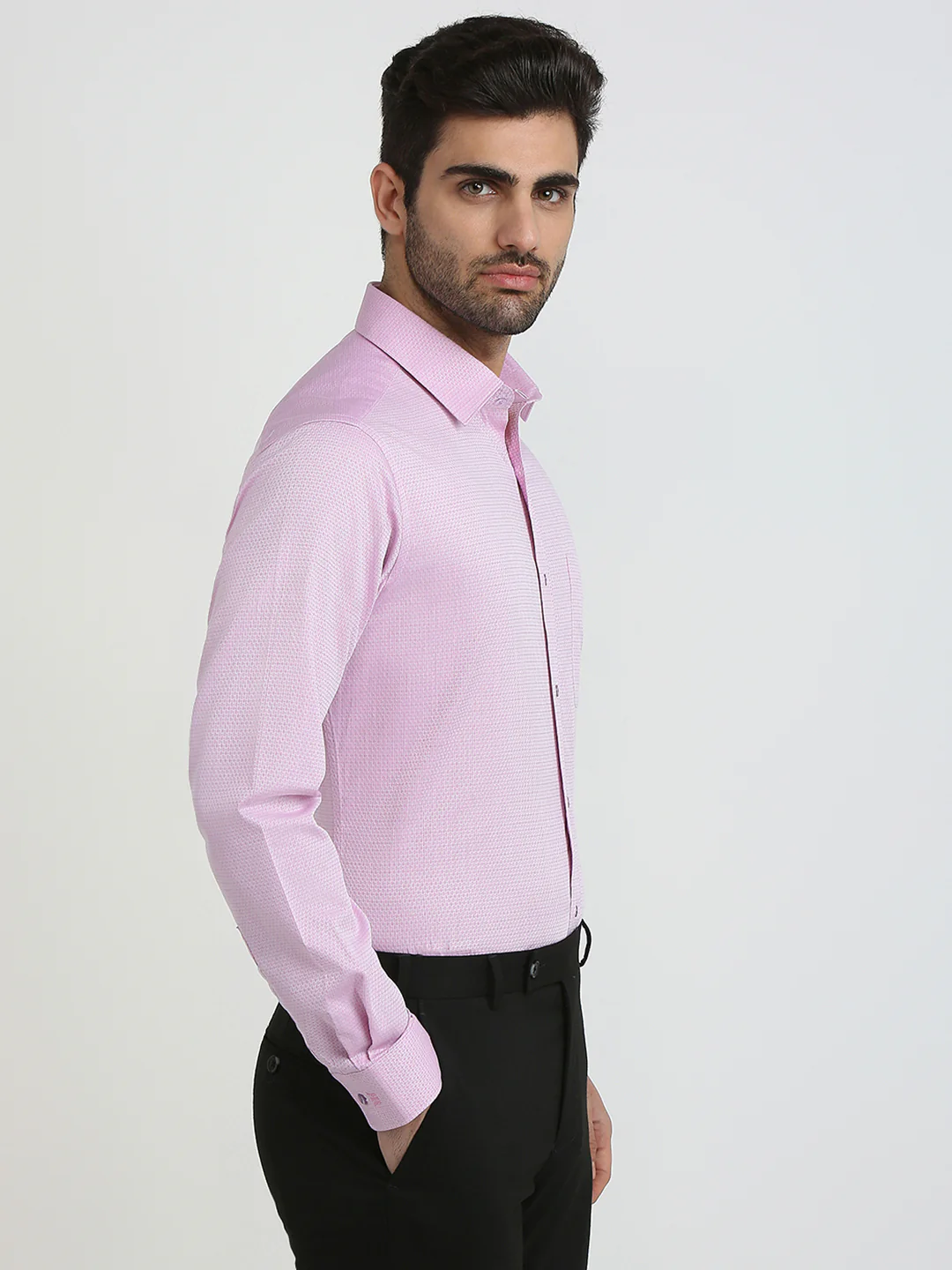 Raymond Men Purple Structure Slim Fit Cotton Formal Shirt - Image 3