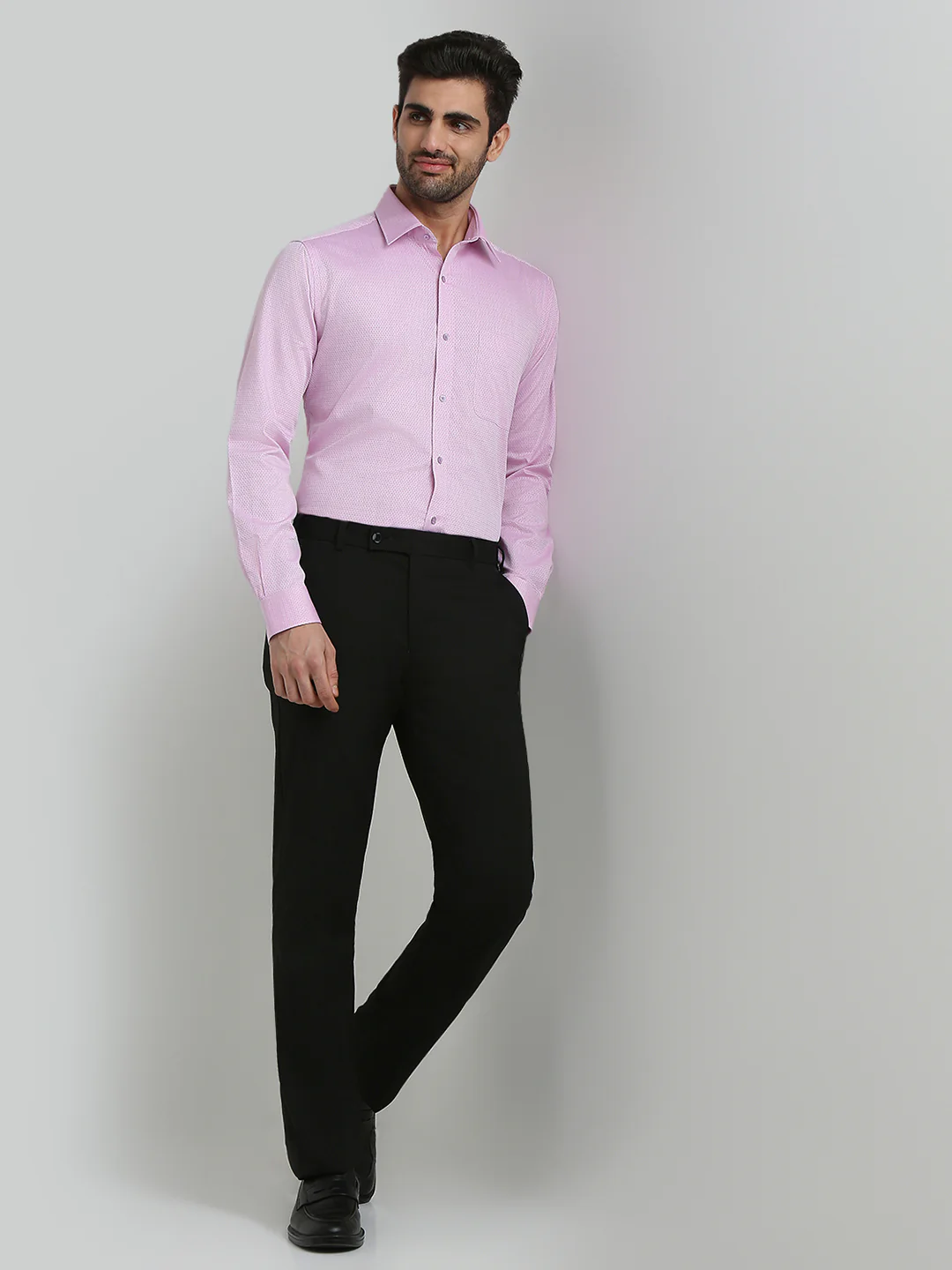 Raymond Men Purple Structure Slim Fit Cotton Formal Shirt - Image 5