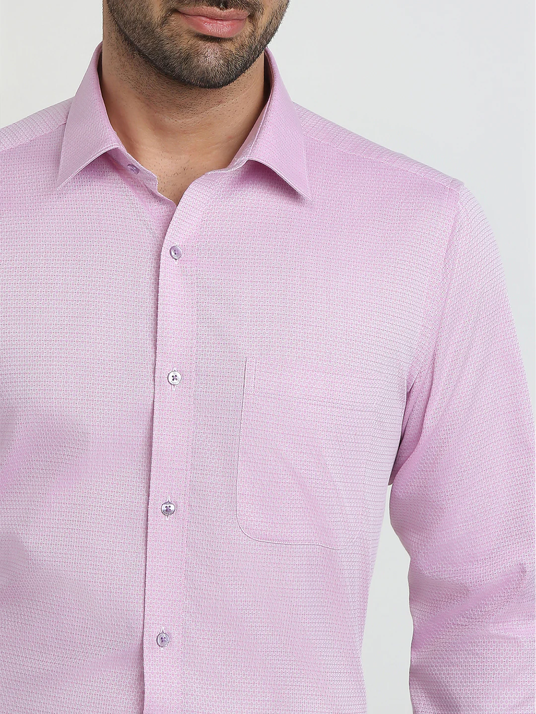 Raymond Men Purple Structure Slim Fit Cotton Formal Shirt - Image 6