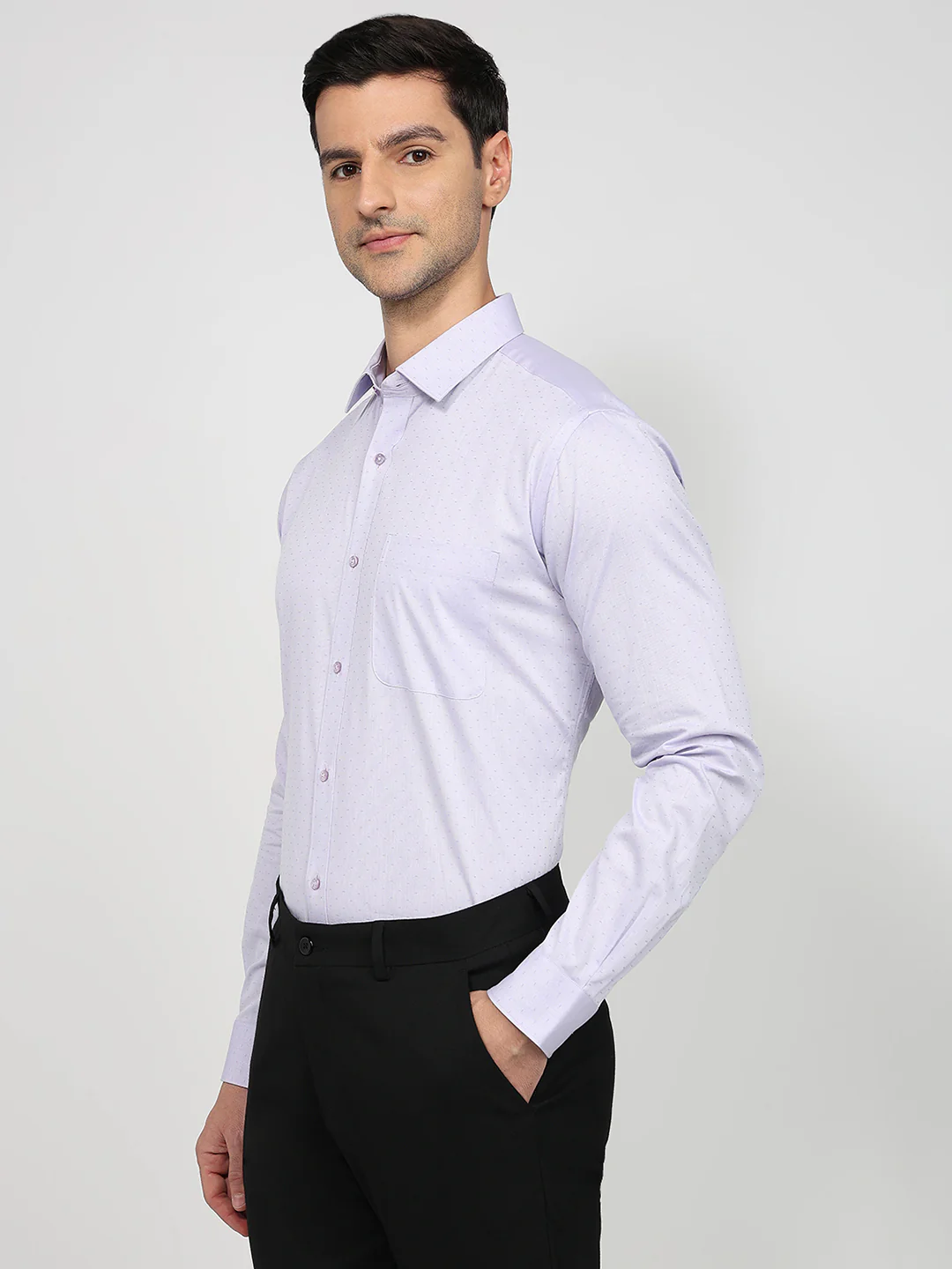 Raymond Men Purple Structure Slim Fit Cotton Shirt - Image 2