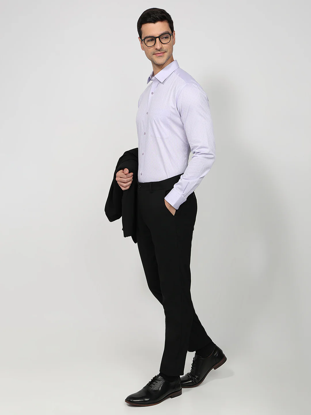 Raymond Men Purple Structure Slim Fit Cotton Shirt - Image 5