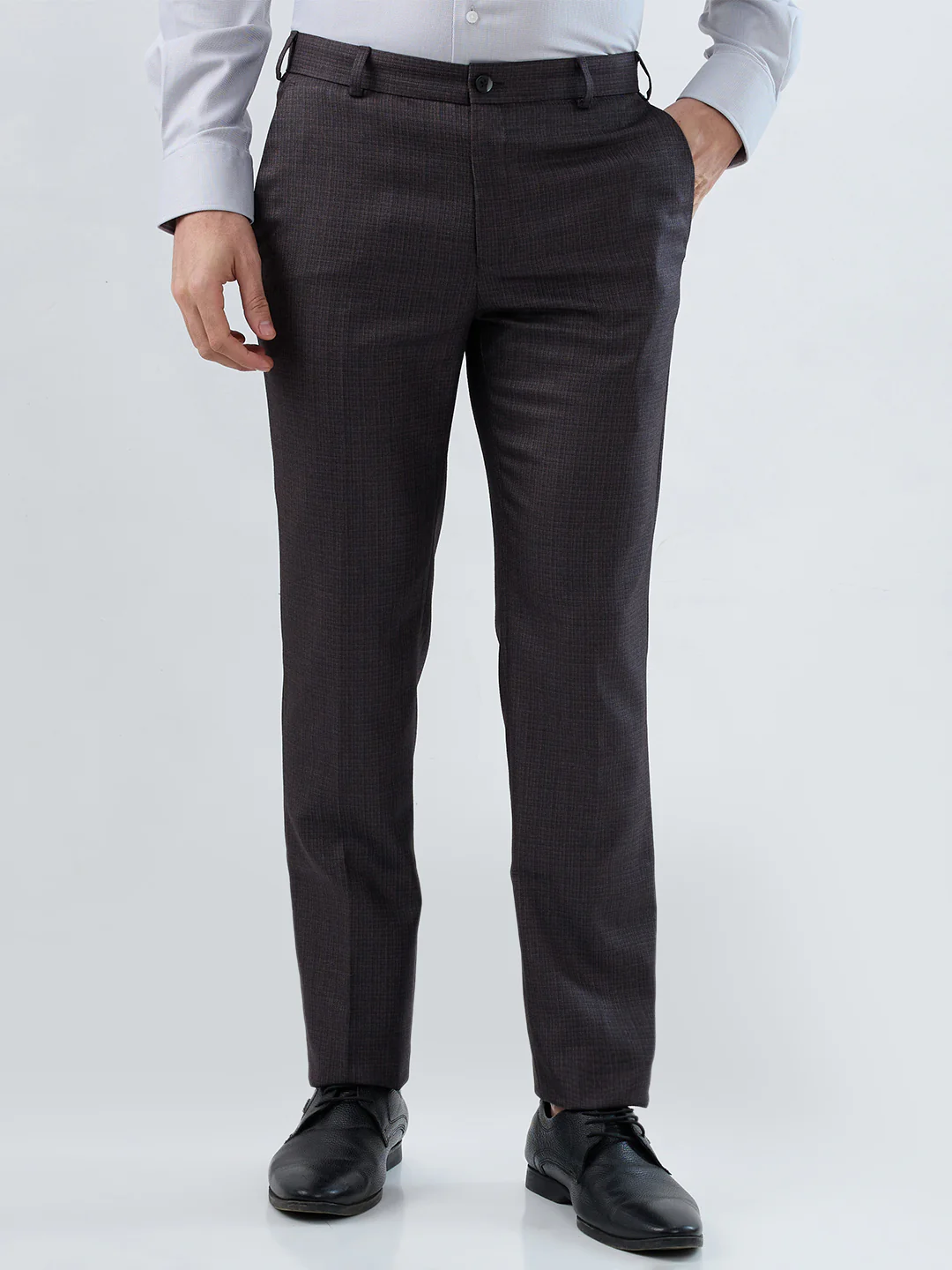 Raymond Men Purple Structure Slim Fit Polyester Blend Trouser