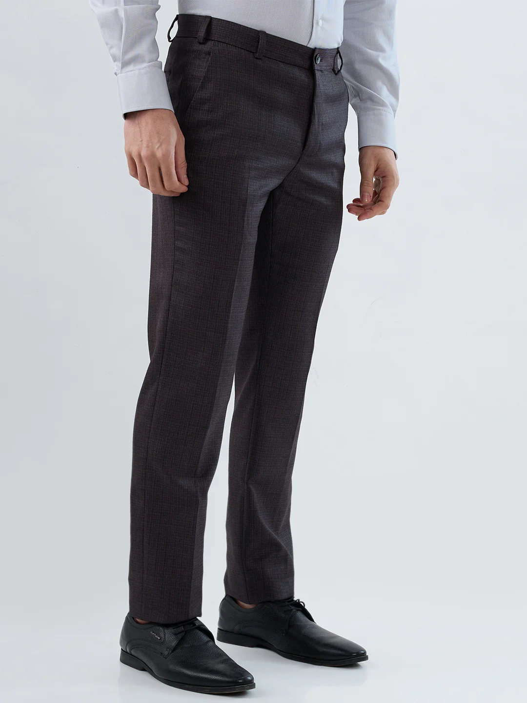 Raymond Men Purple Structure Slim Fit Polyester Blend Trouser - Image 2
