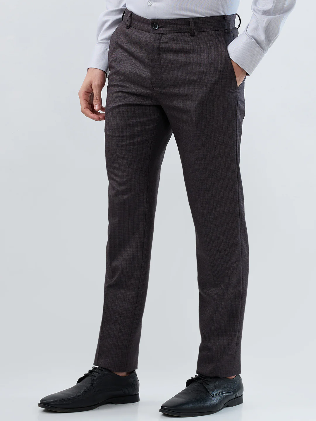Raymond Men Purple Structure Slim Fit Polyester Blend Trouser - Image 3