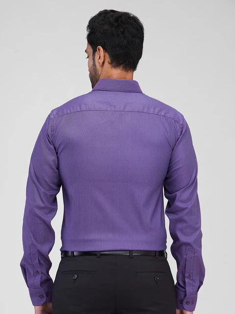 Raymond Men Purple Structured Slim Fit Cotton Blend Formal Shirts - Image 4