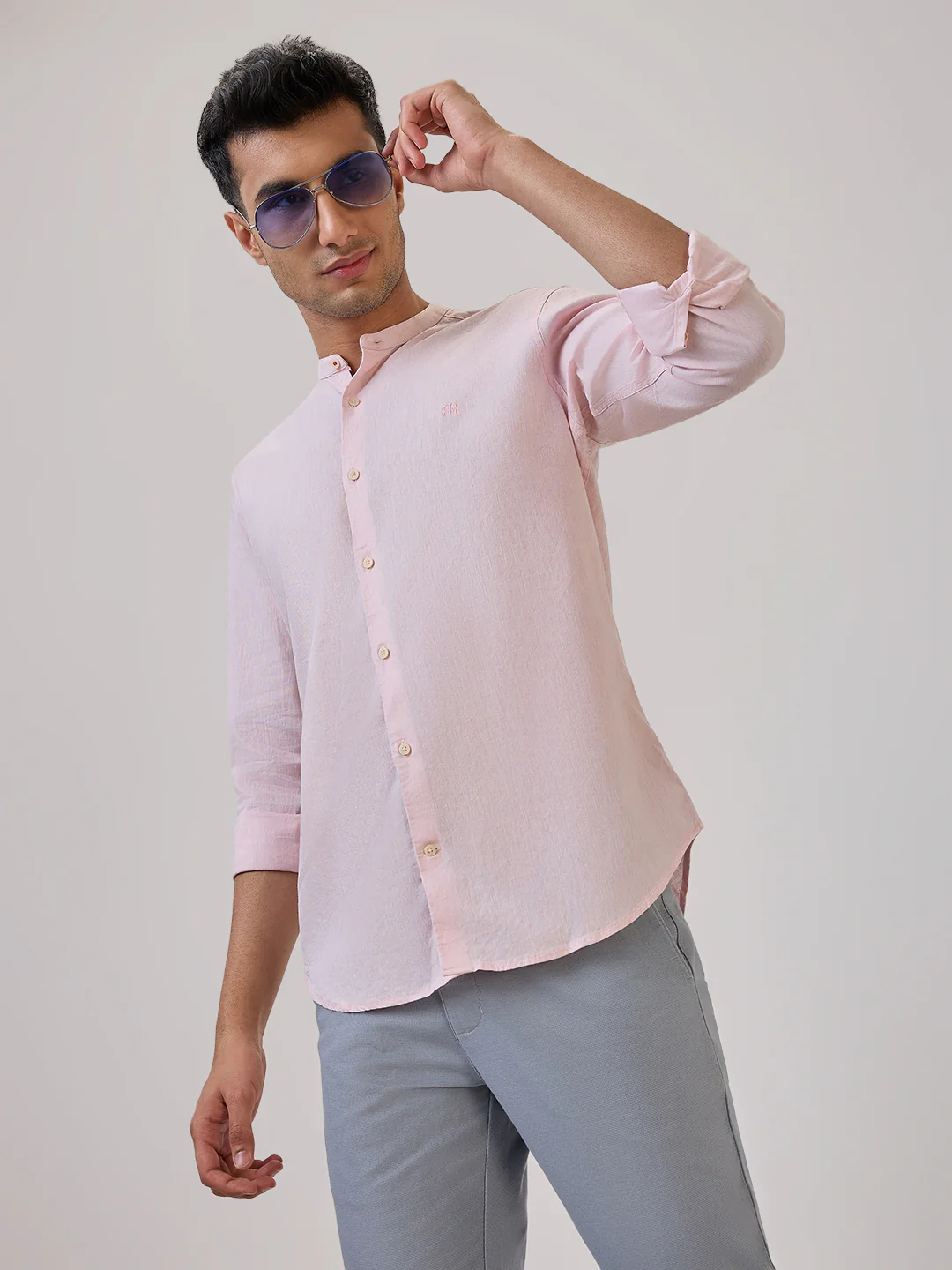 Raymond Men Red Chambray Regular Fit Cotton Blend Casual Shirt