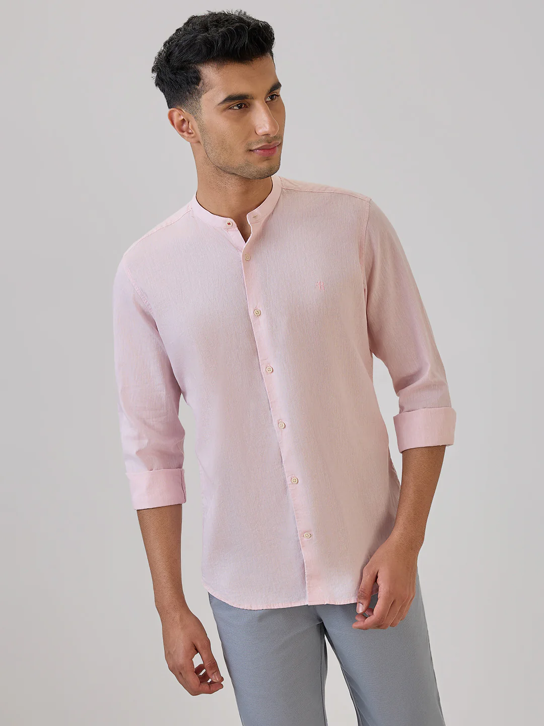 Raymond Men Red Chambray Regular Fit Cotton Blend Casual Shirt - Image 2