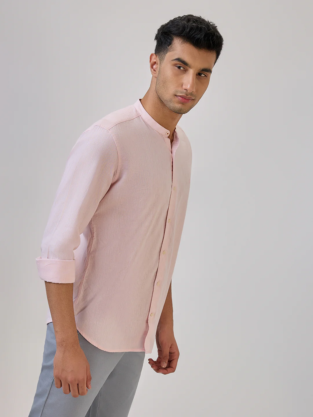 Raymond Men Red Chambray Regular Fit Cotton Blend Casual Shirt - Image 4