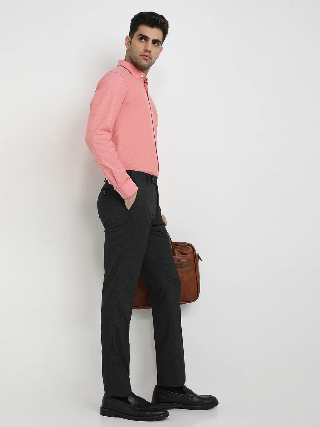 Raymond Men Red Chambray Regular Fit Cotton Blend Full Sleeve Casual Shirt - Image 5
