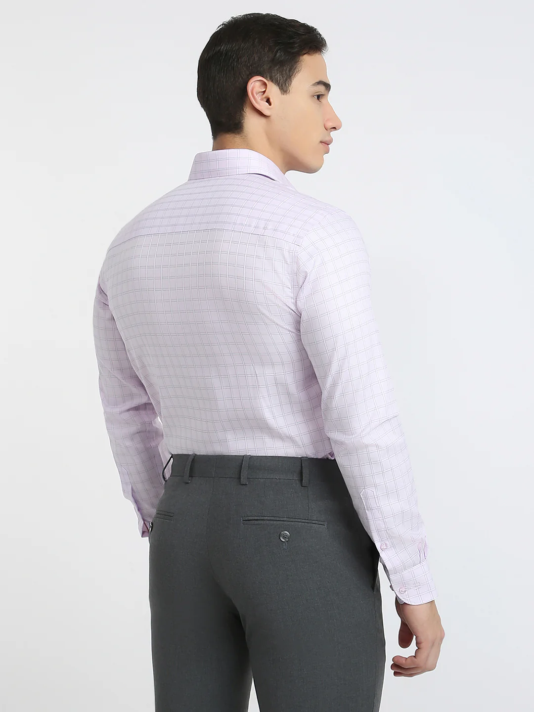 Raymond Men Red Checks Contemporary Fit Cotton Formal Shirt - Image 4