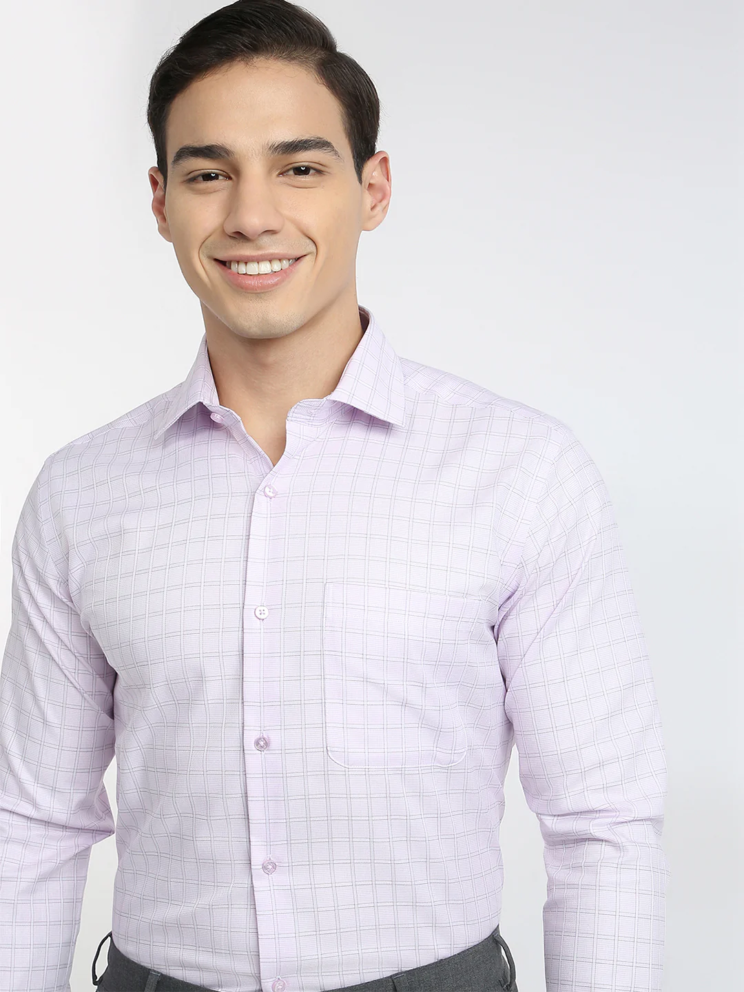 Raymond Men Red Checks Contemporary Fit Cotton Formal Shirt - Image 6
