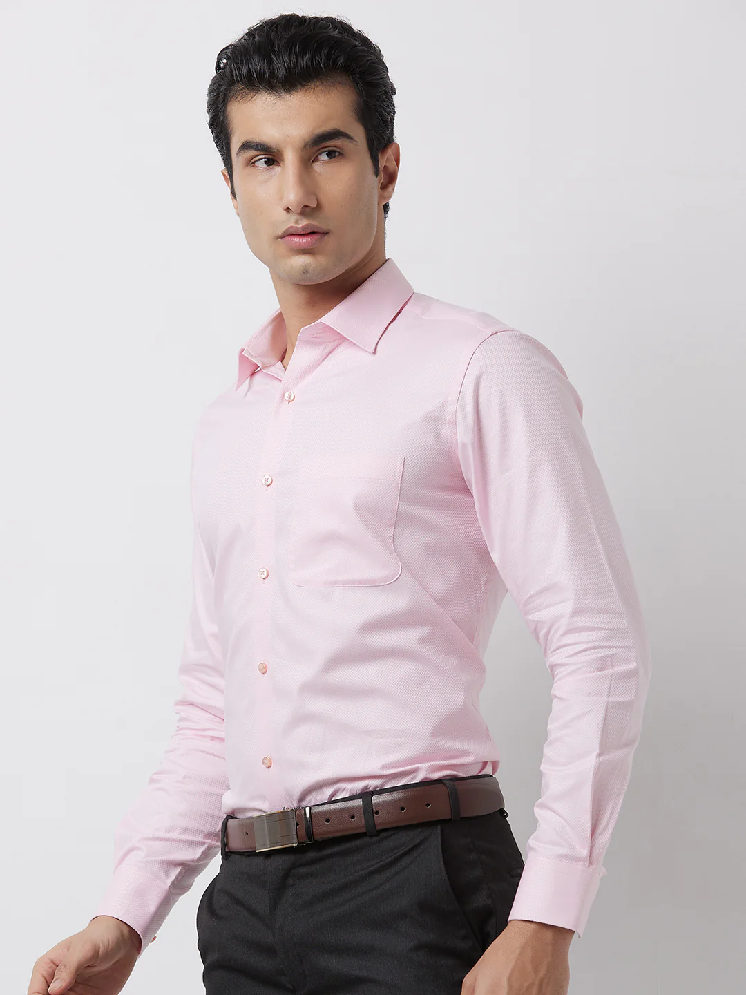 Raymond Men Red Checks Contemporary Fit Cotton Shirt - Image 3