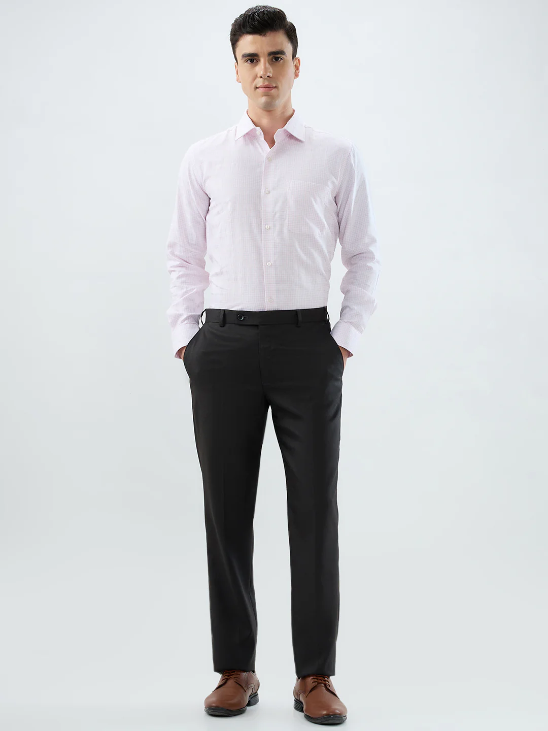 Raymond Men Red Checks Contemporary Fit Cotton Shirt - Image 5
