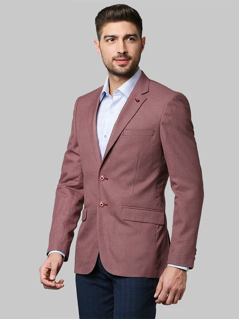 Raymond Men Red Checks Contemporary Fit Polyester Blend Blazer - Image 3