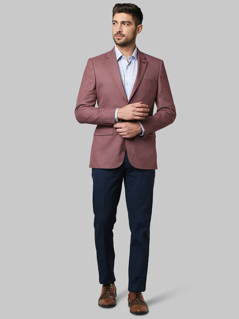 Raymond Men Red Checks Contemporary Fit Polyester Blend Blazer - Image 5