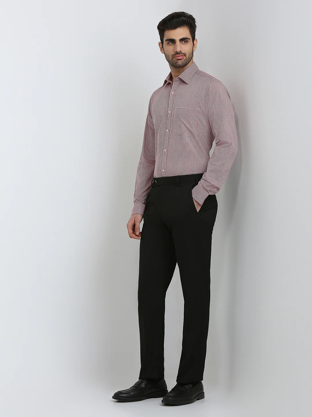 Raymond Men Red Checks Slim Fit Cotton Formal Shirt - Image 5