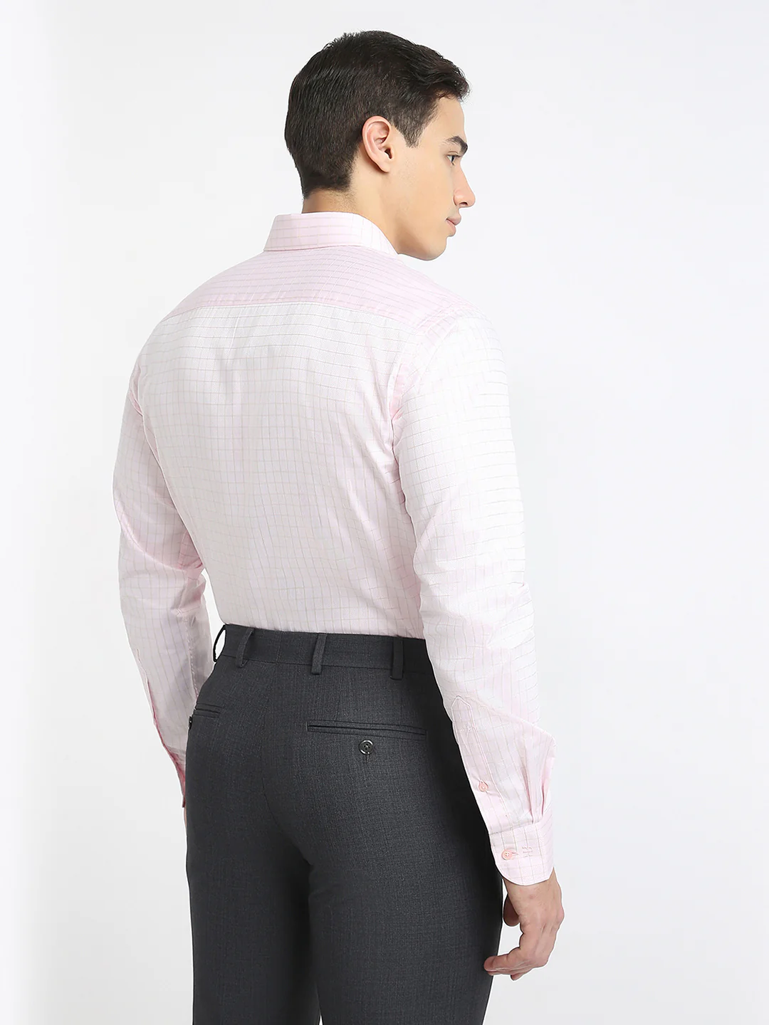 Raymond Men Red Checks Slim Fit Cotton Formal Shirt - Image 5