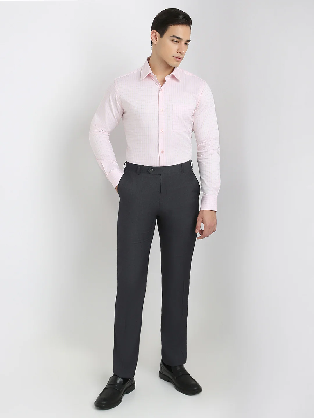 Raymond Men Red Checks Slim Fit Cotton Formal Shirt - Image 6