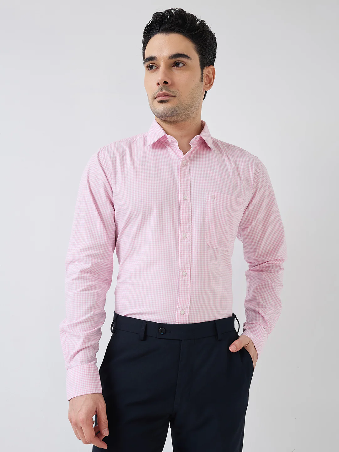 Raymond Men Red Checks Slim Fit Cotton Shirt