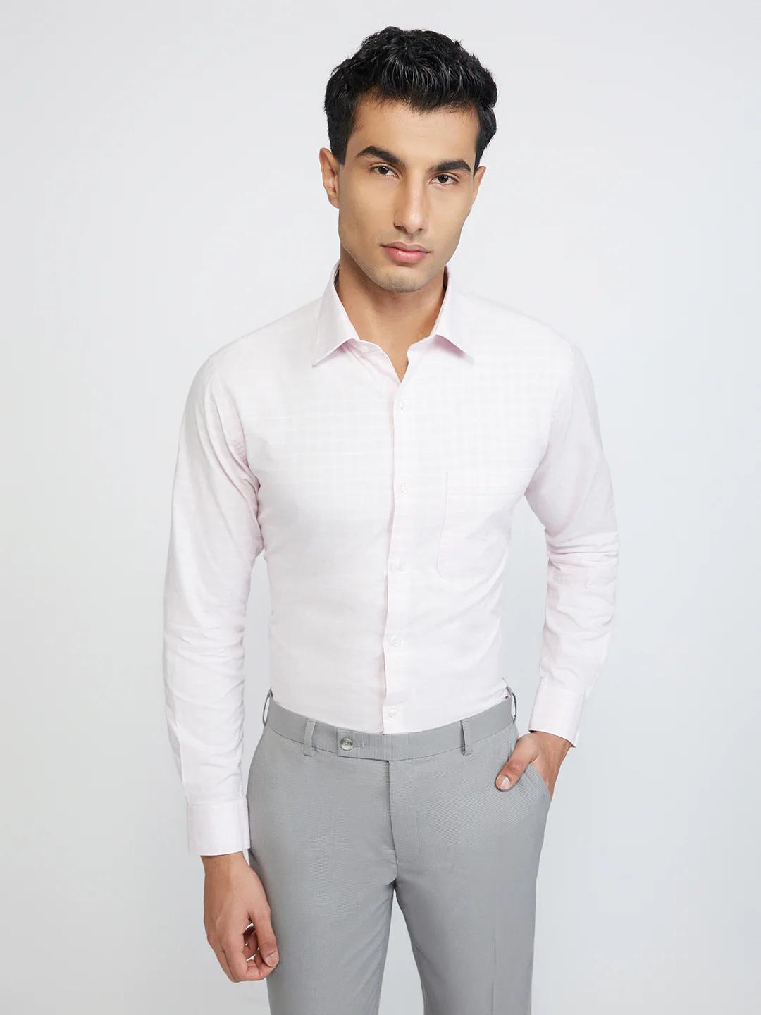 Raymond Men Red Checks Slim Fit Cotton Shirt