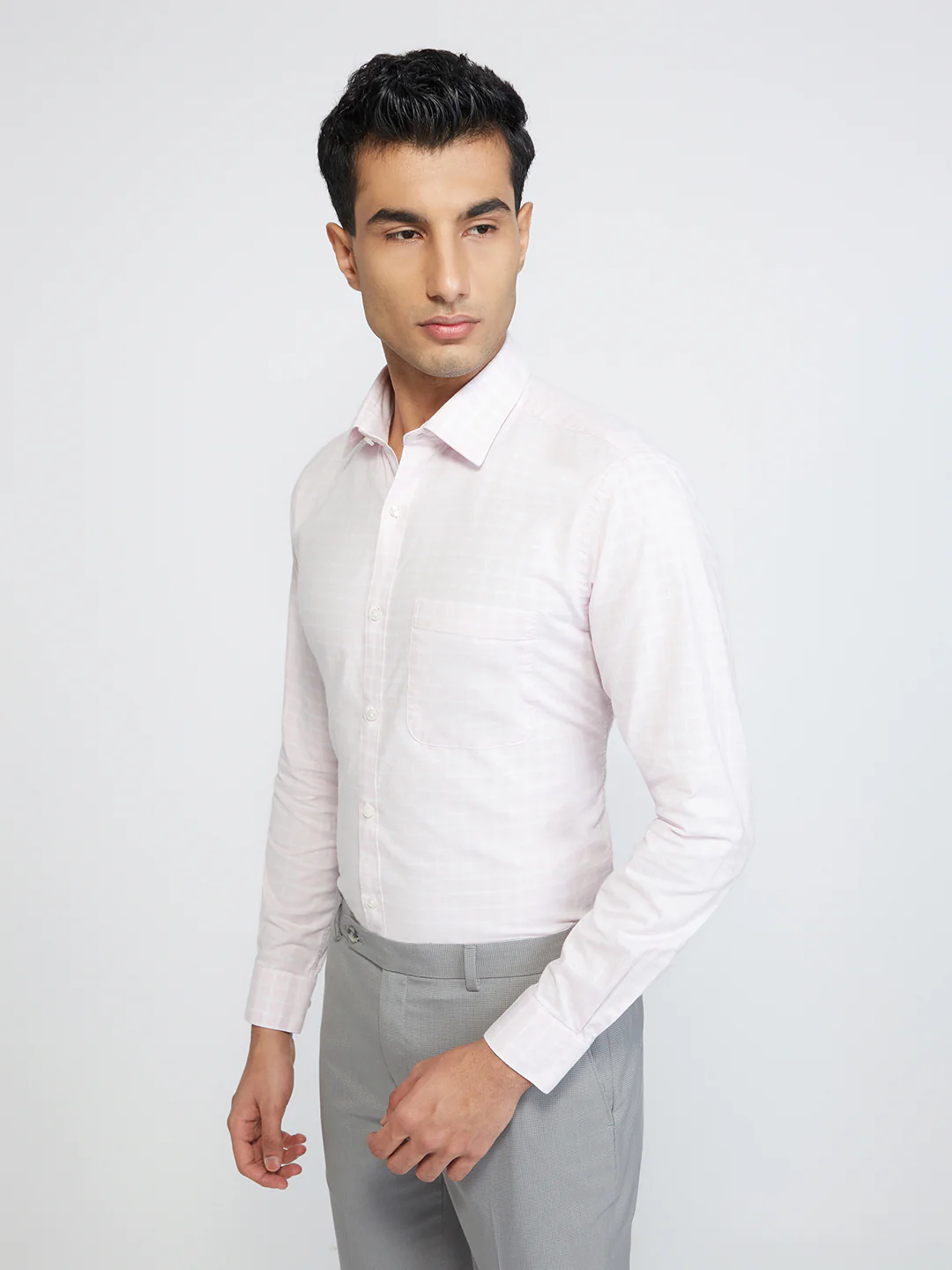 Raymond Men Red Checks Slim Fit Cotton Shirt - Image 3