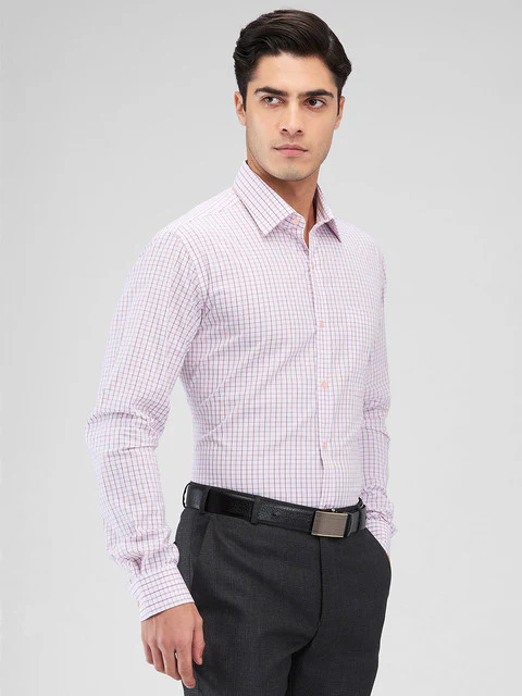 Raymond Men Red Checks Slim Fit Cotton Shirt - Image 2