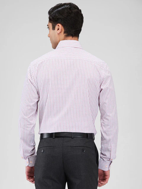 Raymond Men Red Checks Slim Fit Cotton Shirt - Image 5
