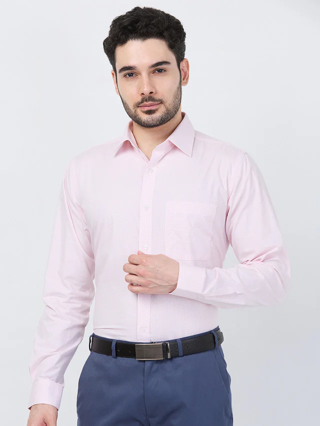 Raymond Men Red Checks Slim Fit Cotton Shirt