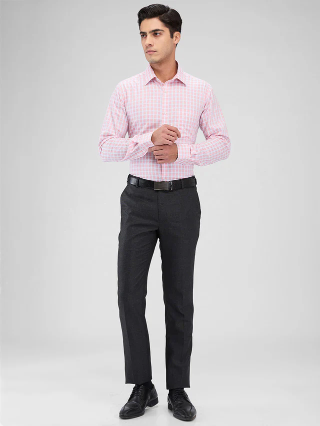 Raymond Men Red Checks Slim Fit Cotton Shirt - Image 5