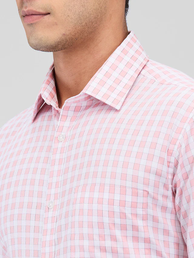Raymond Men Red Checks Slim Fit Cotton Shirt - Image 6