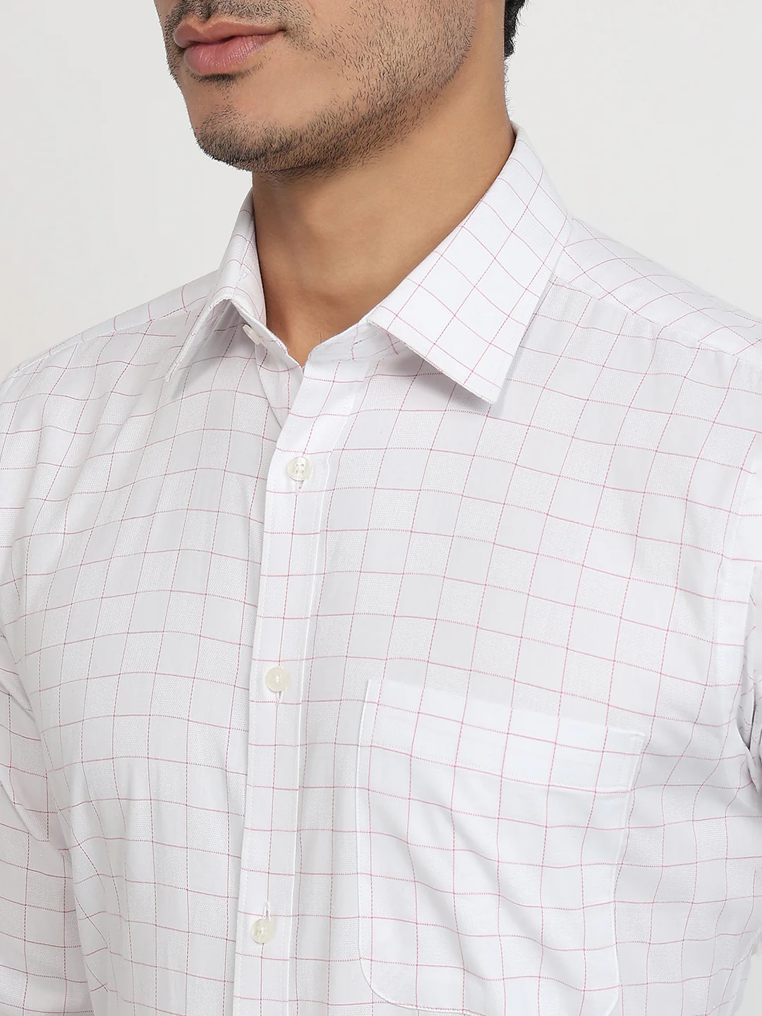 Raymond Men Red Checks Slim Fit Cotton Shirt - Image 6
