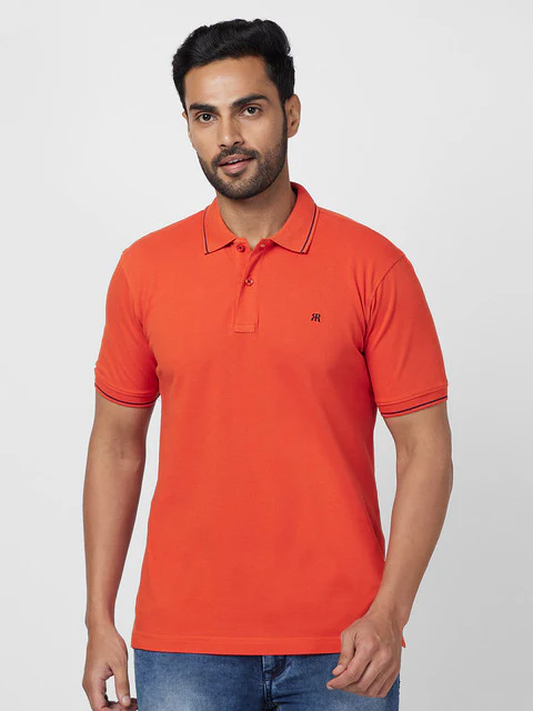 Raymond Men Red Contemporary Fit Solid T-Shirt
