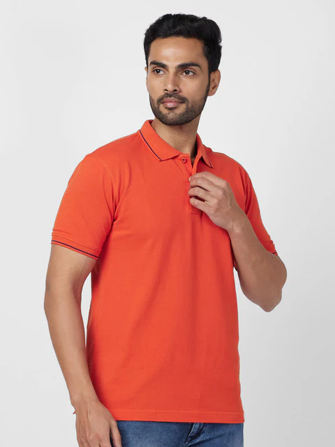 Raymond Men Red Contemporary Fit Solid T-Shirt - Image 2